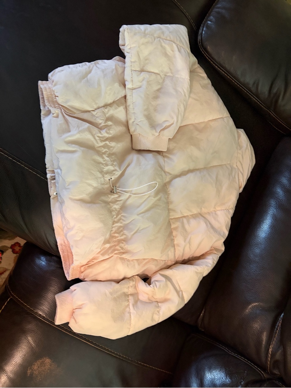 Free People Light Pink Quilted Puffer Jacket size extra small
